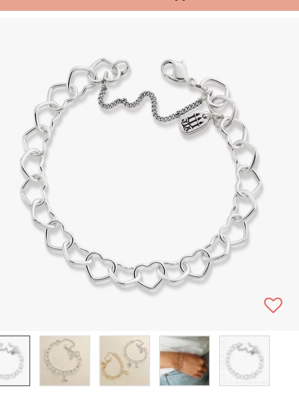 Connected hearts charm bracelet